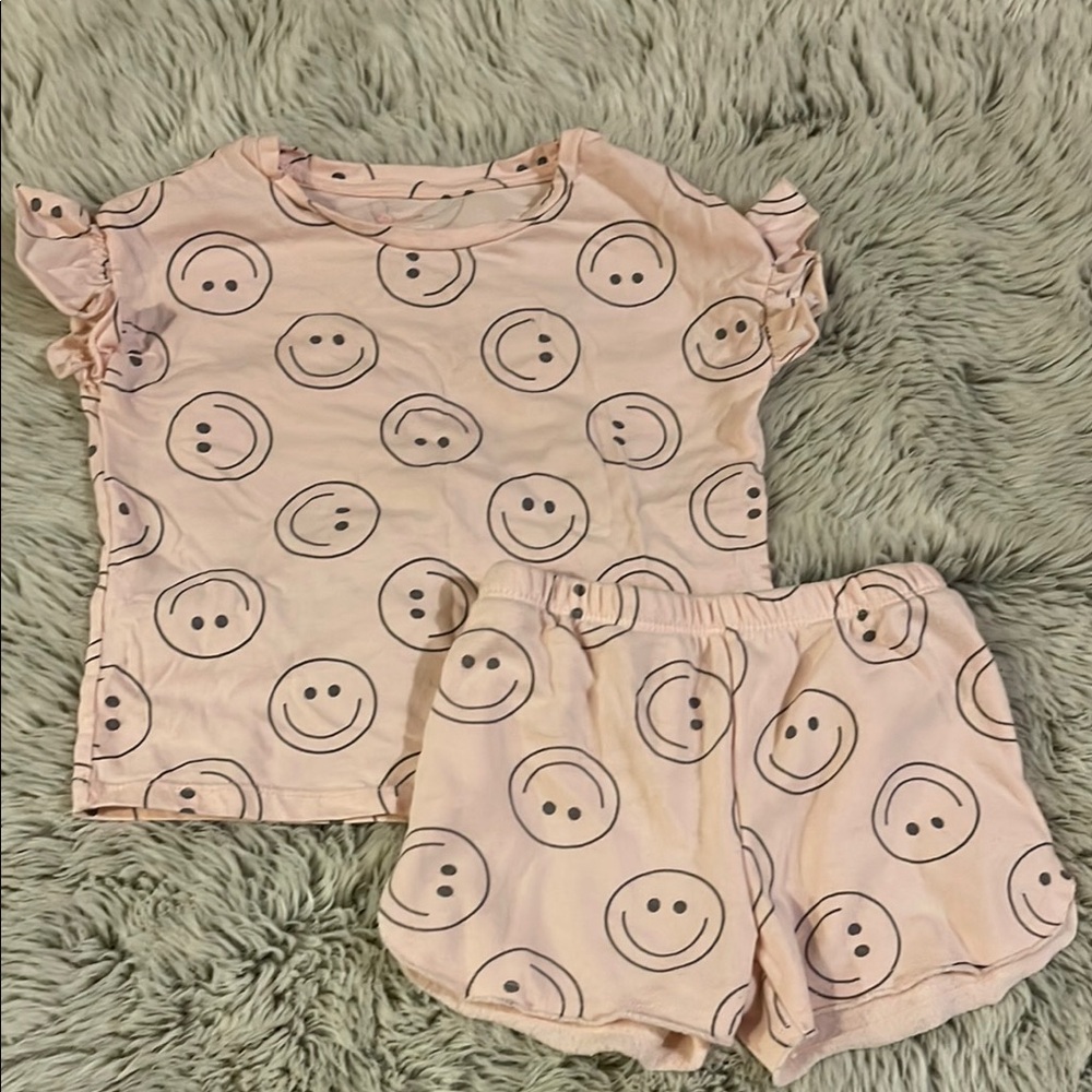 Kids matching outfit with Smiley Faces - Pink